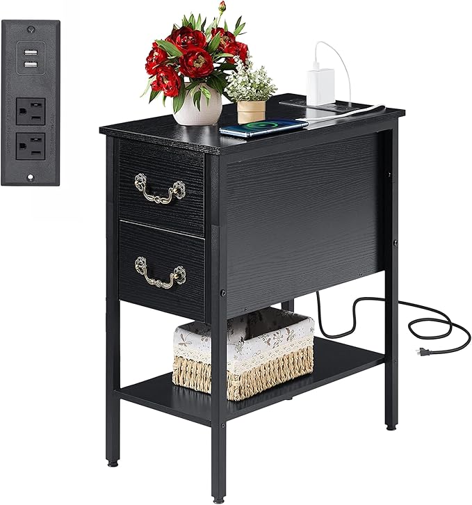 VECELO End Tables, Narrow Nightstands by VECELO