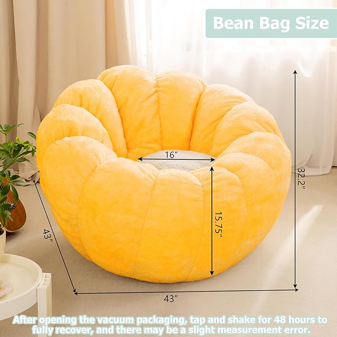 Pumpkin Bean Bag Sofa Chair for Adult, Beanbag Couch - Image 2