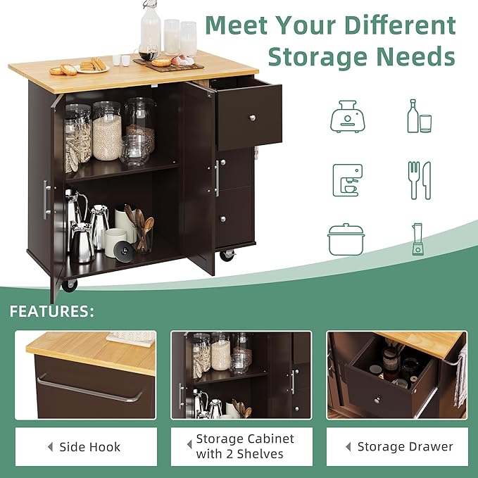 Shintenchi Rolling Kitchen Island Cart - Image 5