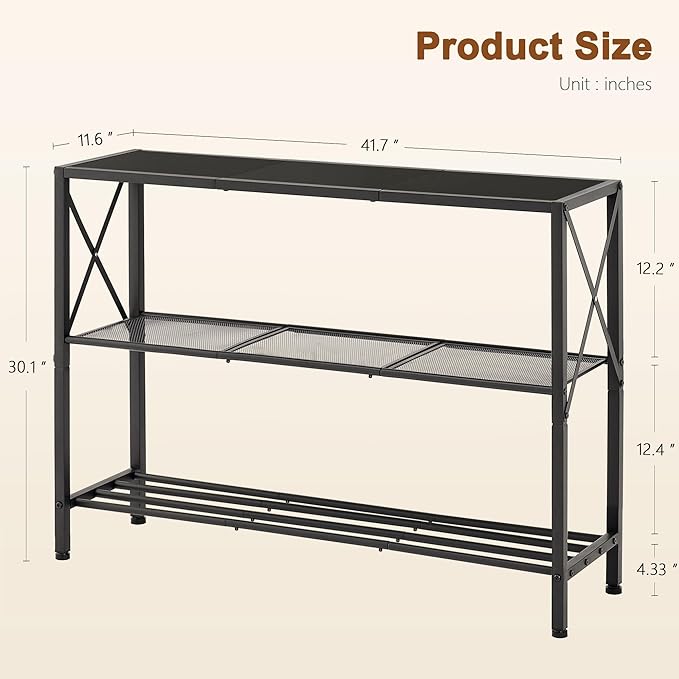Hoctieon Industrial Console Table, 3 Tier Entryway Table, Hallway Table - Image 3