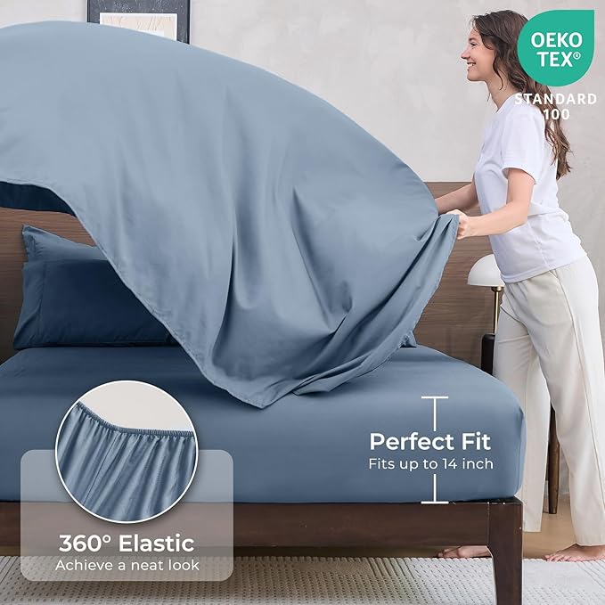 HEVUMYI Dusty Blue Full Comforter Set - Image 5