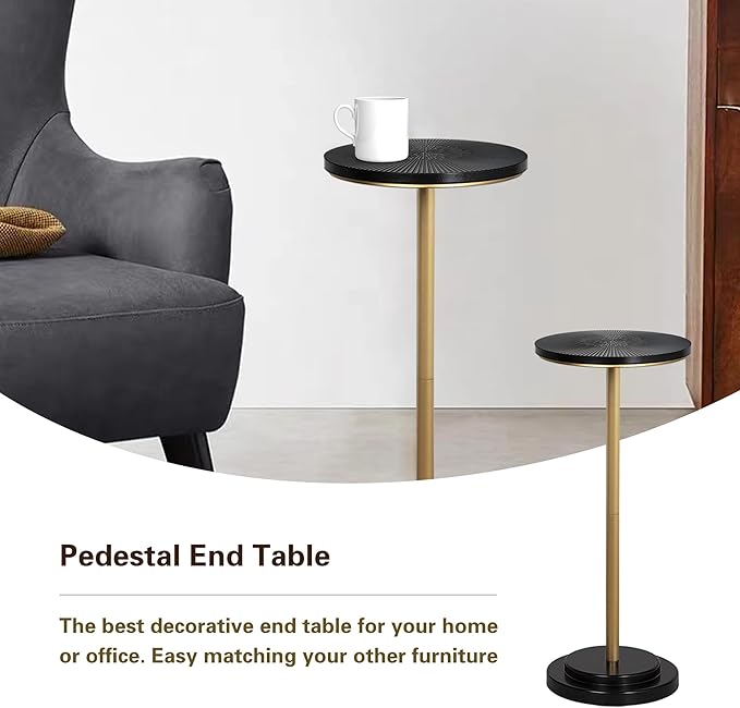 Drink Table Set of 2, Small Round Pedestal Side Table - Image 4