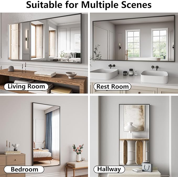 Bathroom Mirror 30x60 Black Bathroom Wall-Mounted Mirrors, Modern Vanity Mirror - Image 5