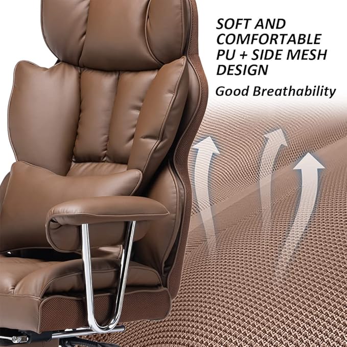 Efomao Big and Tall Office Chair 400lbs – High Back PU Leather Executive Chair - Image 6