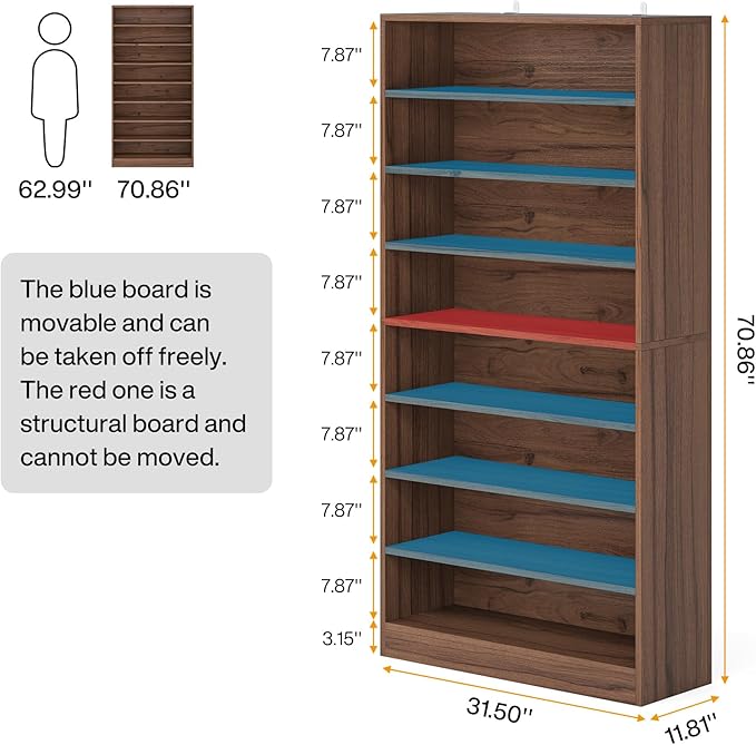 Tribesigns Tall Shoe Cabinet, 9 Tiers 40-45 Pairs Heavy Duty Wood Freestanding - Image 2