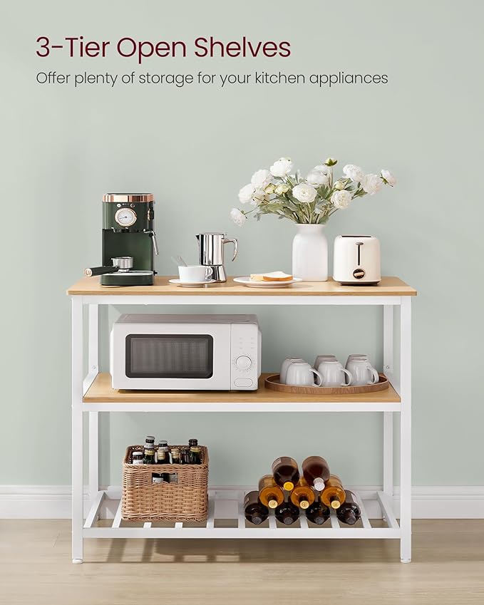 VASAGLE Kitchen Island with 3 Shelves, 39.4 Inches Width Kitchen Shelf with - Image 4