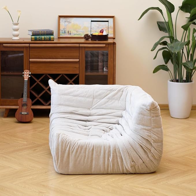 N&V Soft Premium Chenille Floor Lounge Chair, Mid Century Armless Floor Sofa by NV