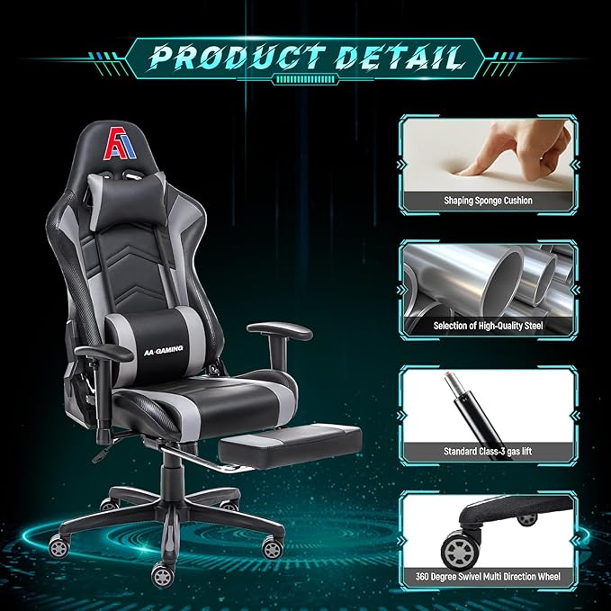 AA Products Gaming Chair Ergonomic High Back Computer Racing Chair Adjustable - Image 5