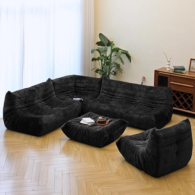 N&V Fireside Chair, Mid Century Armless Floor Sofa, Soft Premium Chenille Floor - Image 5