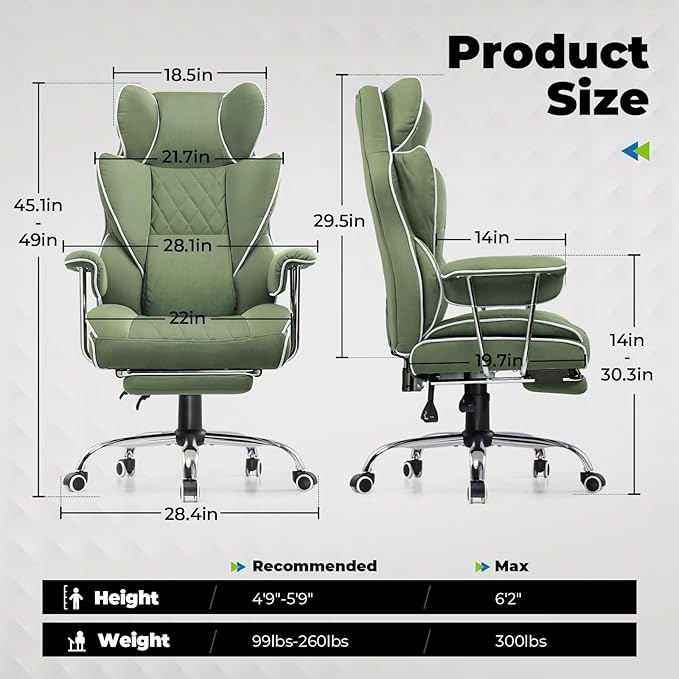 COMHOMA Big and Tall Office Chair, High Back Leather Gaming Chair - Image 2