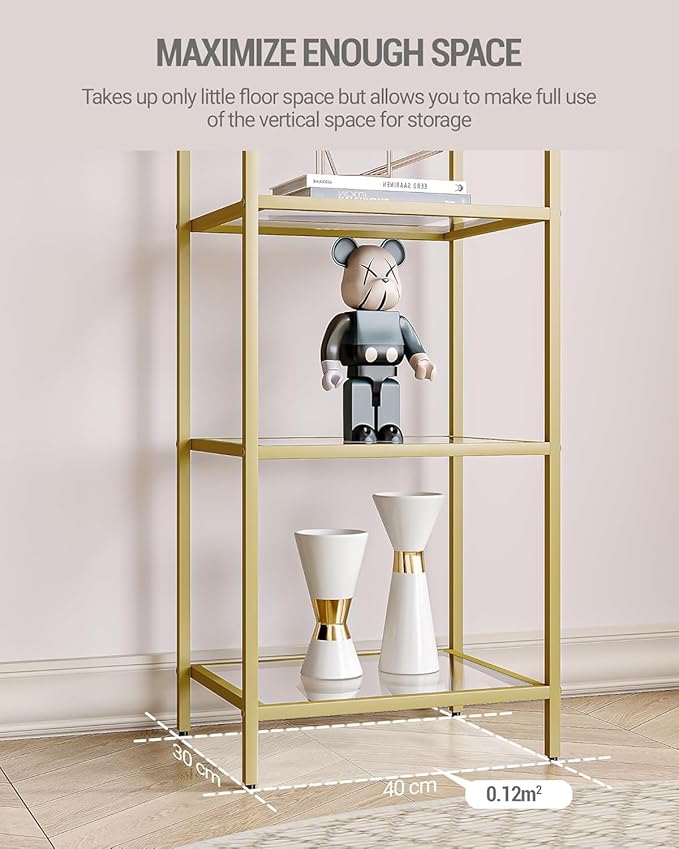 Bookcase Bookshelf, Tempered Glass Bookshelves, Slim Shelving Unit - Image 6