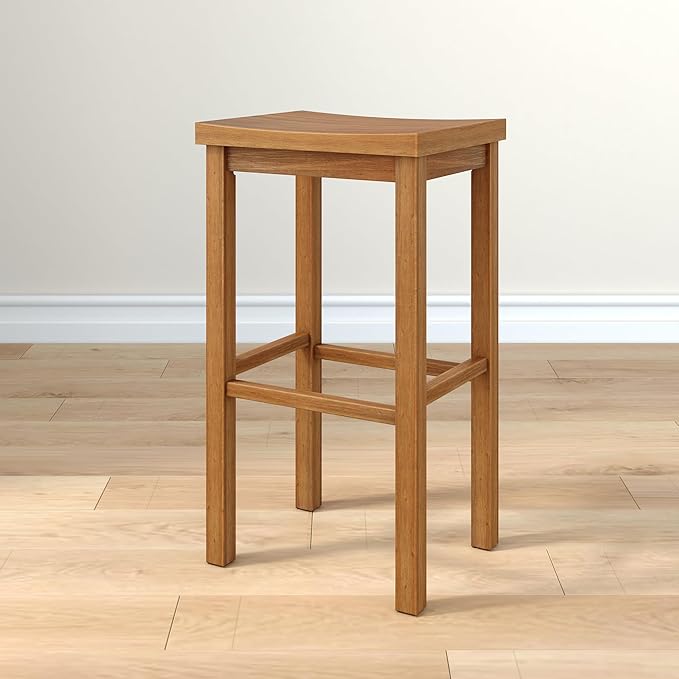 Grain & Grove Smith Collection Solid Wood Bar Stool, 30 inch Saddle-Seat Bar by GrainGrove