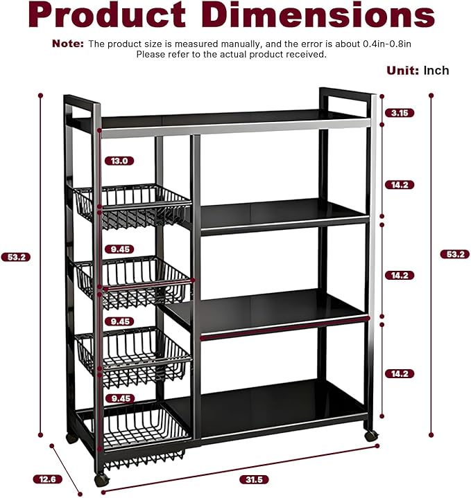 4-Tier Versatile Metal Storage Rack, Vegetable Fruit Basket Kitchen Storage - Image 6