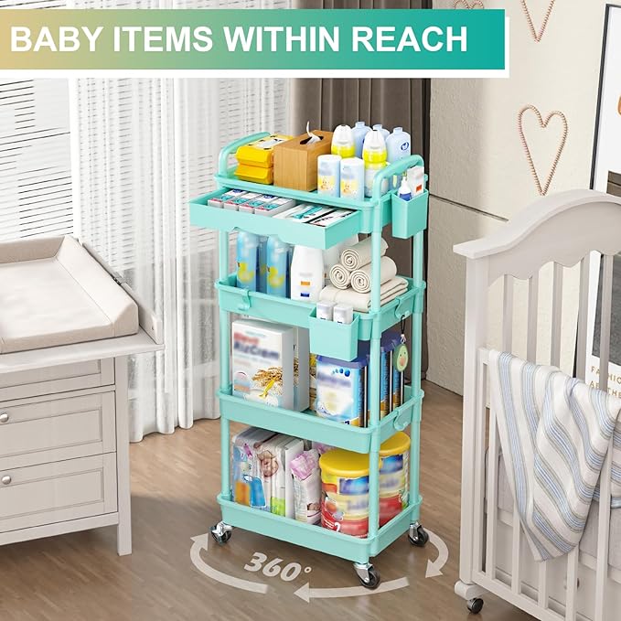 Goovilla 4 Tier Rolling Utility Cart Organizer - Image 6