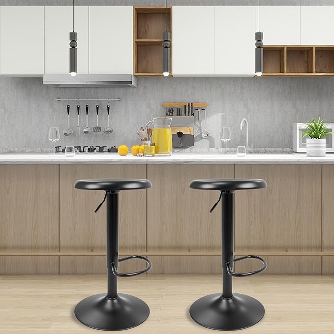 CAROLMADE Bar Stools Set of 2, Adjustable Metal Bar stools Swivel Counter - Image 4