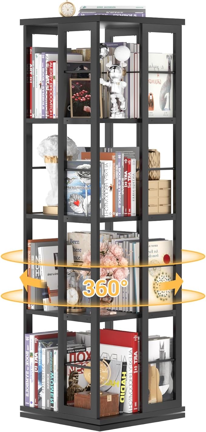 Aheaplus Rotating Bookshelf, 360 Display Wood Spinning Bookshelf, Floor by Aheaplus