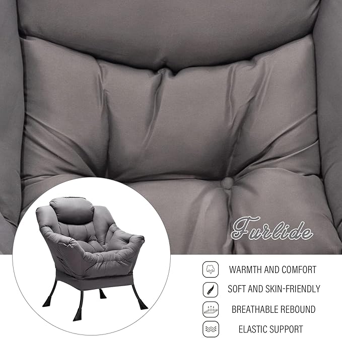 Lazy Chair with Ottoman, Modern Chair with Folding Footrest, Lounge Accent Chair - Image 5