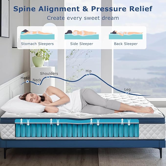 Queen Mattress 10 Inch Medium Firm, Hybrid Queen size Bed Mattress, Memory Foam - Image 3