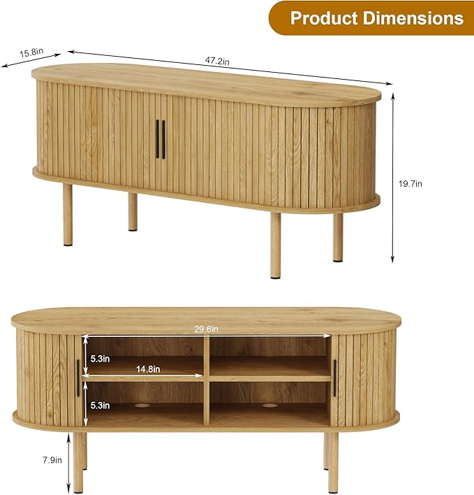 47.2" TV Stand, Modern TV Console Table - Image 2