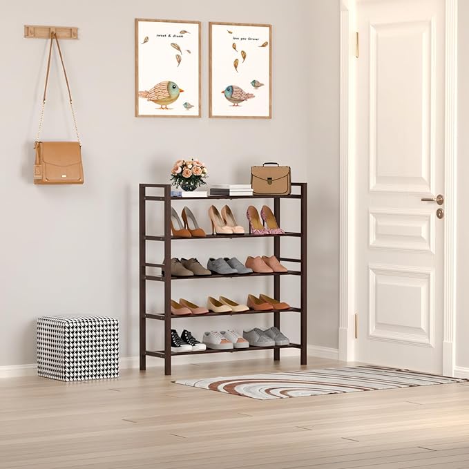 Haddockway Bamboo Shoe Rack for Closet, Free Standing Shoe Organizer - Image 2