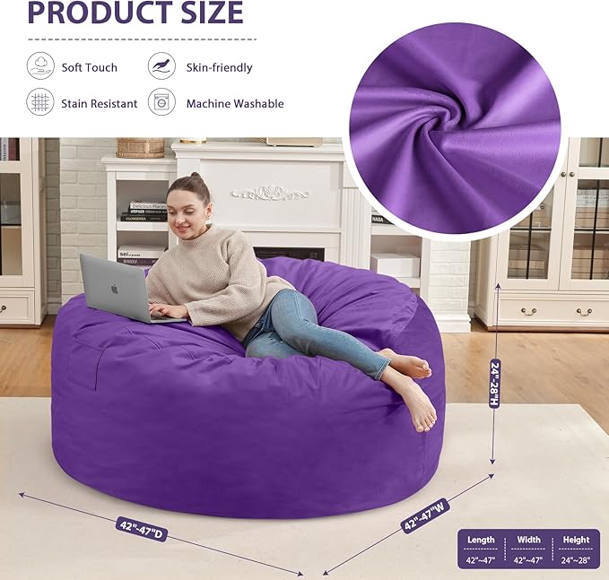 4FT Bean Bag Chair, Large Bean Bag Chairs - Image 3
