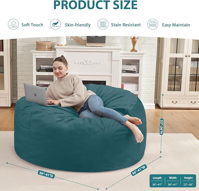 3FT Bean Bag Chair, Comfy Bean Bag Chairs - Image 3