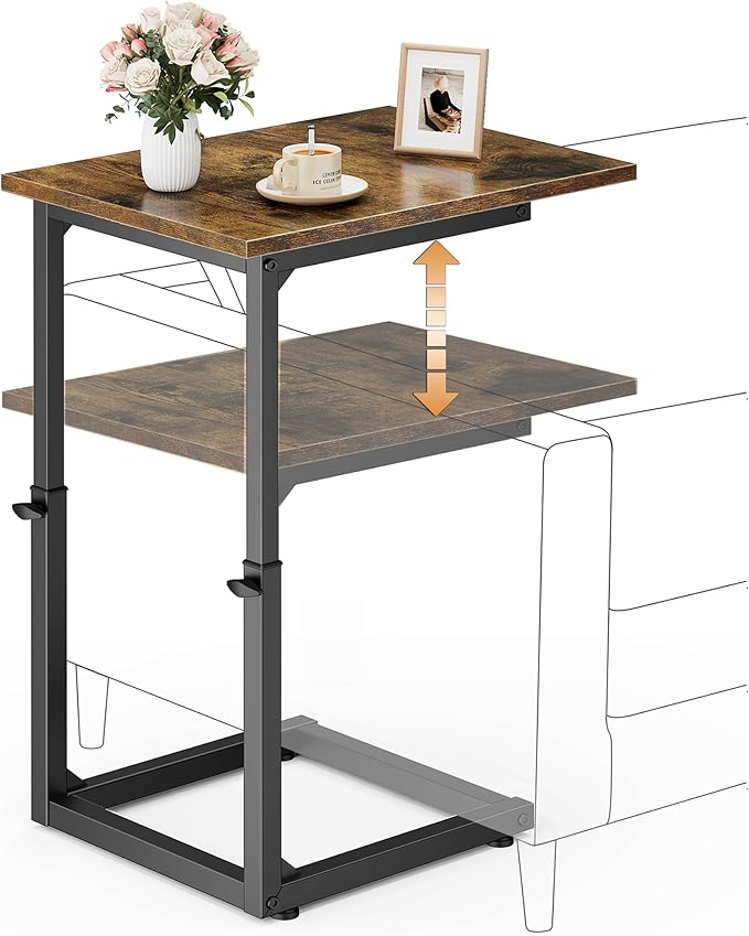 Vagusicc C Shaped End Table, Sofa Table That Slide Under, C Table End Table TV by Vagusicc