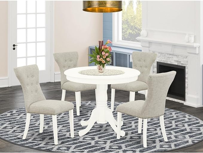 East West Furniture ANGA5-LWH-35 5 Piece Dining Table Set - Image 6