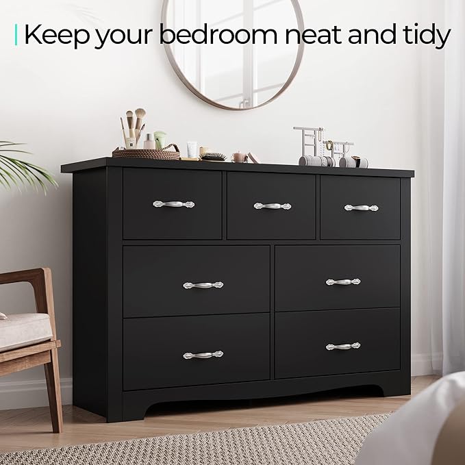LINSY HOME 7 Drawers Dresser for Bedroom, Wood Bedroom Dresser Modern Drawer - Image 7