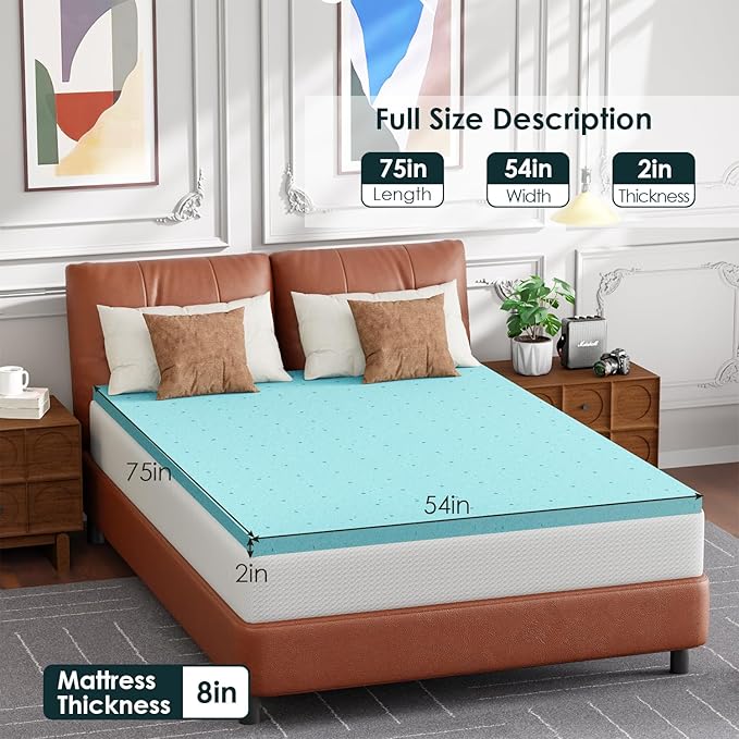 FDW | 8" Full Mattress + 2" Cooling Mattress Topper | Gel Memory Foam | Medium - Image 6