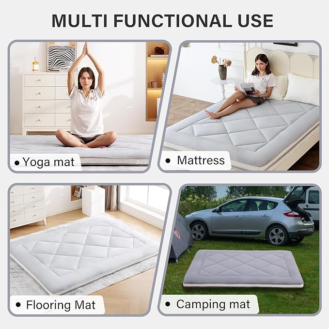 Welnow Japanese Futon Floor Mattress, Thick Queen Size Tatami Mat Portable & - Image 6