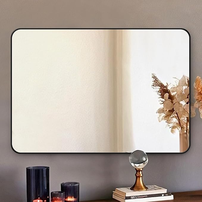 Black Bathroom Mirror, Rectangle 20 x 30 Inch Vanity Wall Mirror, Modern Mirror - Image 3