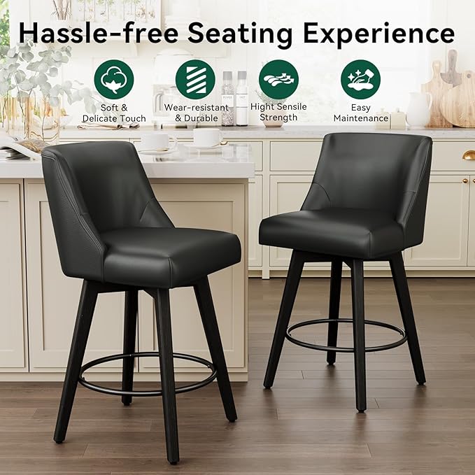 Vipbear Swivel Counter Height Bar Stools Set of 2, 26.8" H Counter Stools - Image 3