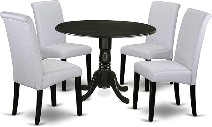 East West Furniture DLBA5-BLK-05 5 Piece Dining Set Includes a Round Dining by EastWestFurniture