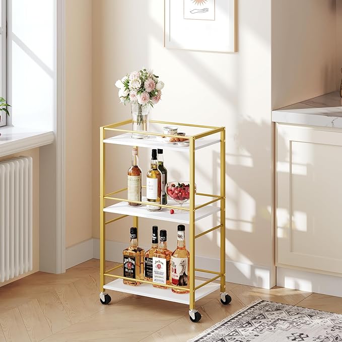 Bar Cart for The Home, 3-Tier Drink Cart on Wheels, Home Bar Serving Cart - Image 4