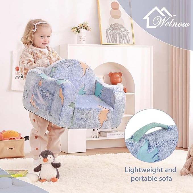 Welnow Kids Sofa, 2-in-1 Soft Sherpa Toddler Chair, Convertible Toddler Couch - Image 8