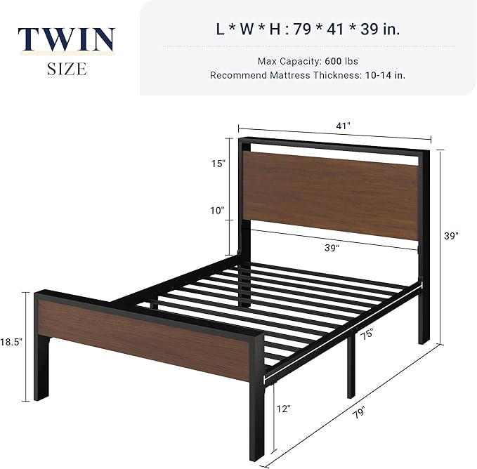 Allewie Twin Size Platform Bed Frame - Image 2