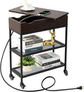 Hadulcet End Table with Charging Station & Rotating Top, Couch End Table by Hadulcet
