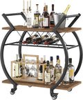 LVB Industrial Kitchen Bar Cart, Farmhouse Beverage Serving Liquor Cart by LVB
