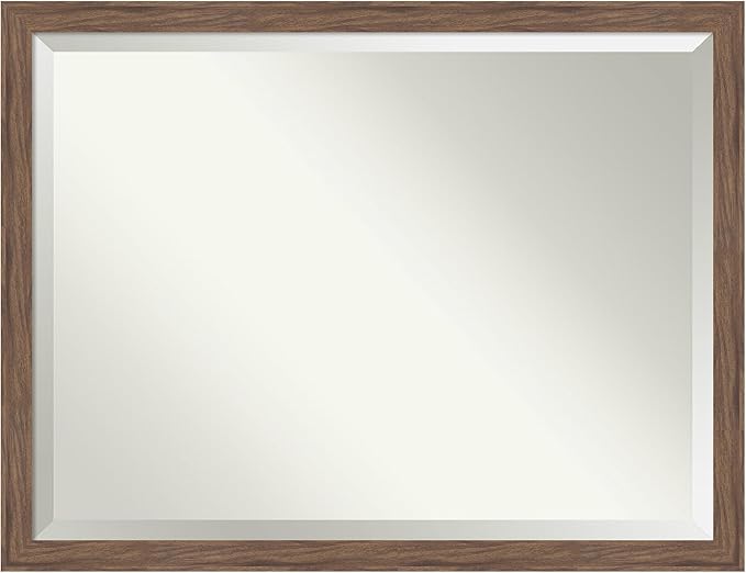 Amanti Art Brown Wall Mirror 33x43 Pia Medium Brown Narrow Rectangle Bathroom by AmantiArt