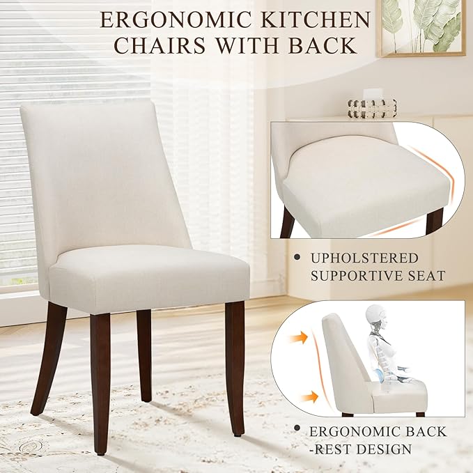COLAMY Upholstered Dining Chairs Set of 6, Mid Century Modern Kitchen Chairs - Image 3