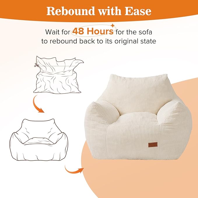 Big Bean Bag Chair for Adults & Kids, Ultra Soft Living Room Bean Bag - Image 6