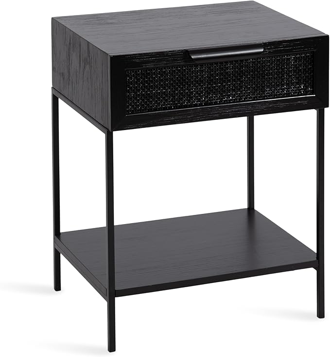 Kate and Laurel Ori Modern Cane Rectangle Side Table, Versatile Rattan Living by KateandLaurel