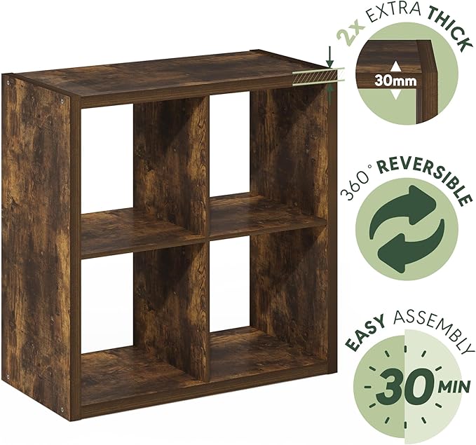 Furinno Cubicle Open Back Decorative Cube Storage Organizer, Amber Pine - Image 6