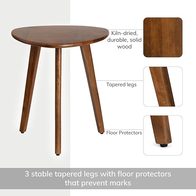 MH London Tri Pin Side Table I Handmade Natural Mango Wood, Naturally Moisture - Image 5