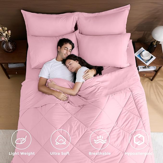 HEVUMYI Pink Full Comforter Set - Image 2