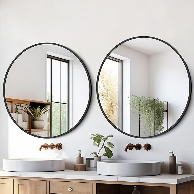22 Inch Black Round Circle Mirror - Image 7