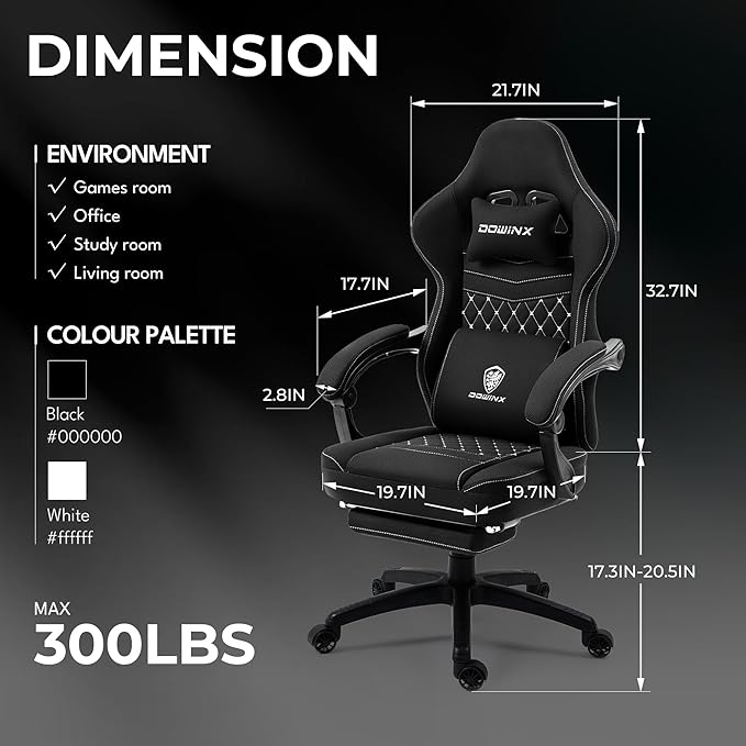 Dowinx Gaming Chair Breathable Fabric Game Chair - Image 3