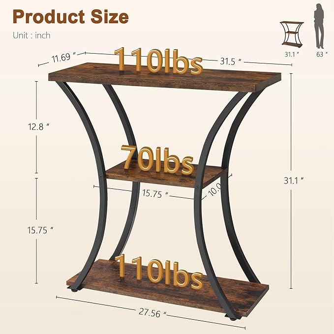 Hoctieon 3 Tier Console Table - Image 2
