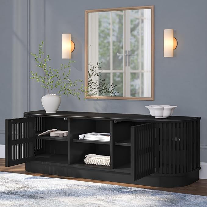 Plank+Beam Contour Wood TV Stand, Solid Wood Entertainment Console - Image 5